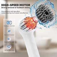 Brosse de nettoyage électrique multifonctionnelle OEM, affichage du niveau de la batterie, 2 vitesses, 4 têtes remplaçables, étanche IPX7, nylon
