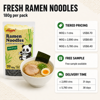 Mie Ramen Segar Basah 180g 30 Bungkus/Karton Gandum Mudah Dimasak Halal HACCP Produsen Layanan Makanan Grosir Pemasok OEM