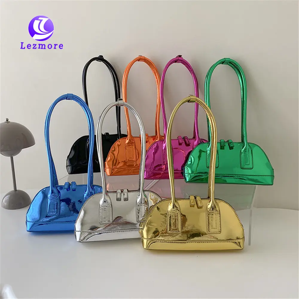 2023 Best Design Luxury Tote Bag Women Solid Color Glossy Handbags Pu Leather Purses And Handbags Baguette Bag