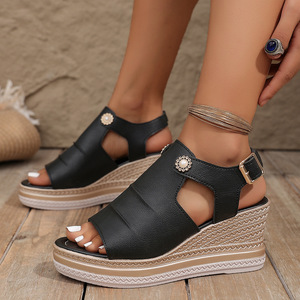 Women New Fish Mouth Wedge <b>Sandals</b> European and American Summer Thick Sole Platform Roman <b>Sandals</b> - Product Image 2