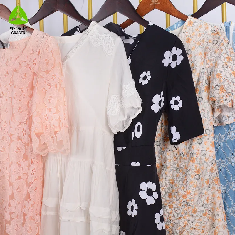 Großhandel Bulk gebrauchte Kleidung Damen Baumwolle kurzes Kleid amerikanische gebrauchte Kleidung