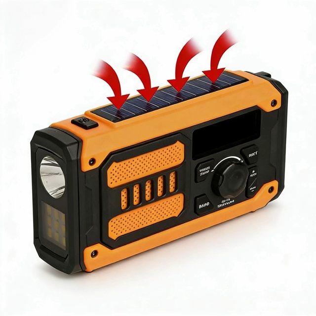 Factory Customized Plastic Solar Hand Crank Emergency Radio with SOS Alarm and LED Flashlight Portable for Travel Camping
