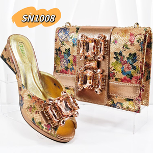 Meilleures ventes Designer Chaussures Design Chaussures et <span class=keywords><strong>sacs</strong></span> africains assortis au Nigeria Party PU Material Shoes 2019 - Product Image 6