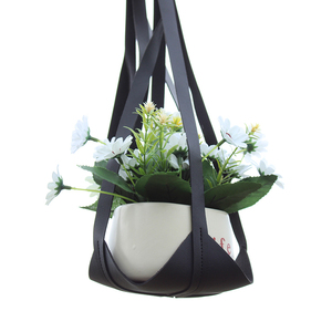 Portavaso Sospeso <span class=keywords><strong>in</strong></span> Pelle PU, Cesto Portapiante Sospeso <span class=keywords><strong>in</strong></span> Pelle per Interni ed Esterni, Giardino - Product Image 3