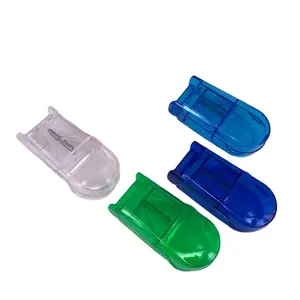 Bon marché, vente en gros, boîtes de rangement intelligentes en plastique bleu vert transparent pour pilules avec coupeur