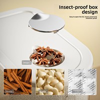 Grand bac de stockage de céréales en plastique PP de 20 kg, hermétique, anti-insectes, durable, organisateur de cuisine