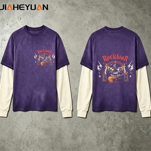 T-shirt à manches longues en coton épais, coupe oversize, style streetwear vintage, effet vieilli, <span class=keywords><strong>d</strong></span>élavé à la neige et à l'acide, effet superposé, avec finition spray wash - Product Image 4