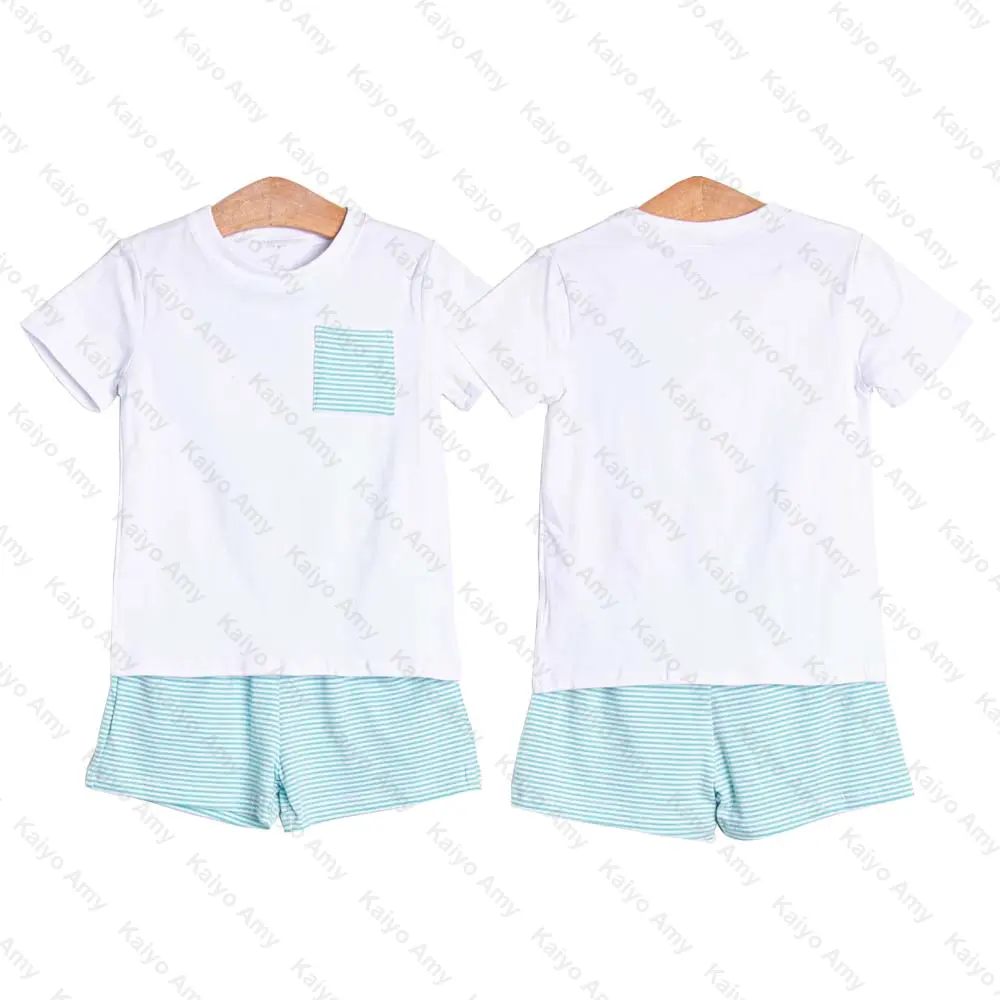 children boys clothing sets cotton t shirt and stripe shorts summer casual short sets kids short sleeve set