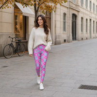 Leggings rose et turquoise tie-dye à imprimé cercles rétro, doux, extensibles et taille haute, coupe ajustée, pour la gym, le yoga et les soirées
