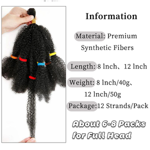 Cheveux synthétiques pré-séparés Marley Twist pour <span class=keywords><strong>tresses</strong></span> au crochet, style <span class=keywords><strong>Afro</strong></span> Kinky, 12 pouces, pour femmes noires africaines, échantillon gratuit - Product Image 2