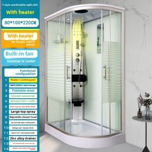 Nhà & khách sạn Tích hợp 8mm dày Tempered đơn giản hình chữ nhật đánh bóng khung trượt tổng thể phân vùng tắm & phòng tắm - Product Image 3