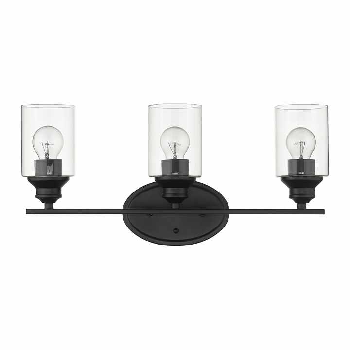 HMS Modern Three-Light Wall Lamp Matte Black with Clear Glass Shade Golden Steel Body for Bedroom Living Room Stair Square Style