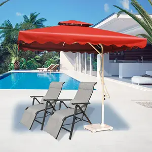 重型方形天井伞户外双屋顶花园沙滩伞酒店游泳池阳伞