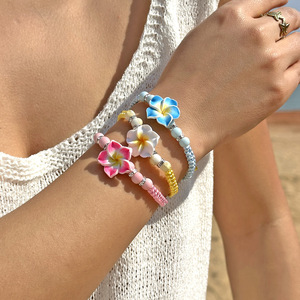 Hawaiian Plumeria <span class=keywords><strong>Rubra</strong></span> Bracelet Cheville Fleur Tropicale Bohême Luau Beach Party Accessoires pour Femmes - Product Image 3