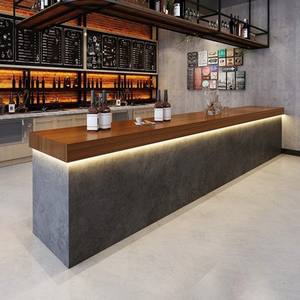 Comptoir de réception de style industriel vintage brun pour bar, boulangerie, peinture, restauration, salon de thé au lait, caissier - Product Image 6