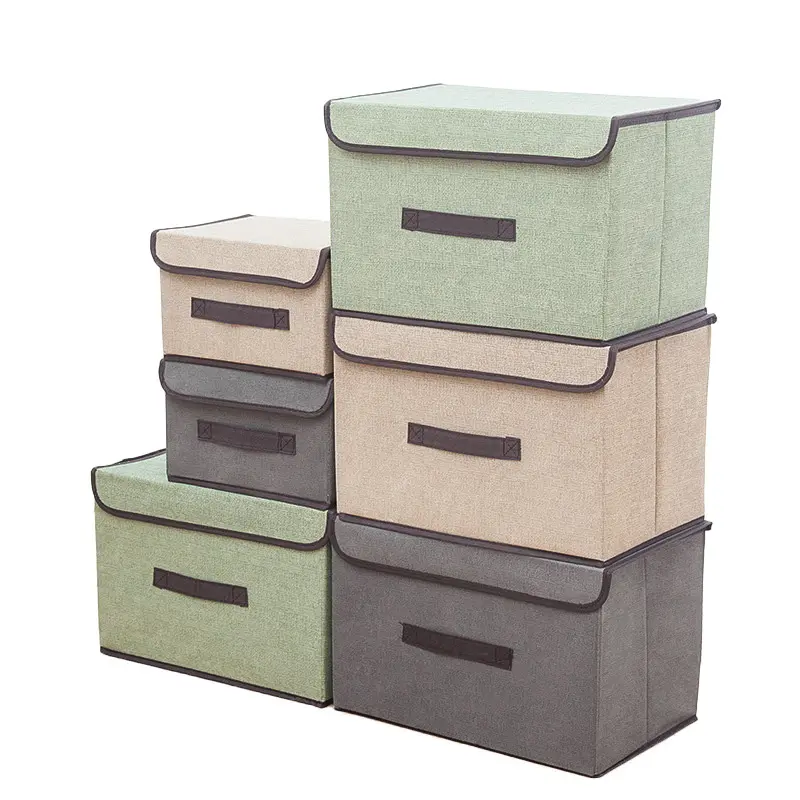 Wholesales Cloth Storage Box With Cover Clothes Socks Folding Organizer Fabric Foldable Storage Boxes & Bins