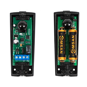 Capteur <span class=keywords><strong>de</strong></span> faisceau infrarouge sans fil étanche en plastique à <span class=keywords><strong>code</strong></span> fixe JUHUI <span class=keywords><strong>de</strong></span> haute qualité, 4 boutons, batterie, porte automatique - Product Image 1