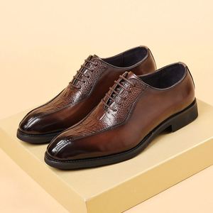 Botas Chelsea de Tobillo para Hombre, Estilo Nuevo, Más Vendidas, de Cuero con Patrón, Ligeras, Formales para Negocios, Otoño - Product Image 1
