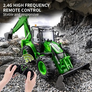SJY-1579 Excavatrice télécommandée 9 canaux, Chargeur, Chariot élévateur bidirectionnel, Modèle de véhicule d'ingénierie avec simulation sonore et lumineuse, en métal, pour enfants, câble USB - Product Image 3