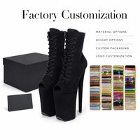 Bottines à lacets en daim à talon fin de 23 cm, plateforme haute, bout ouvert, chaussures de pole dance pour danseuses, spectacles de scène d'automne
