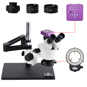 7X-45X Zoom 51MP Caméra Vidéo Bras Articulé Longue <span class=keywords><strong>Distance</strong></span> De Travail Trinoculaire Stéréo <span class=keywords><strong>Microscope</strong></span> pour Mobile Réparation Soudage - Product Image 1