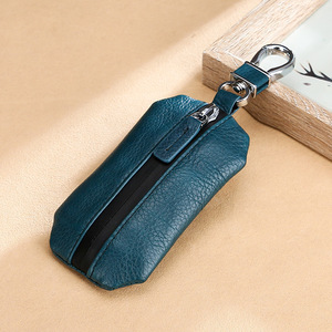 Vente en gros cuir de vachette véritable métal porte-clés de voiture pour hommes porte-clés porte-monnaie portefeuilles homme - Product Image 3