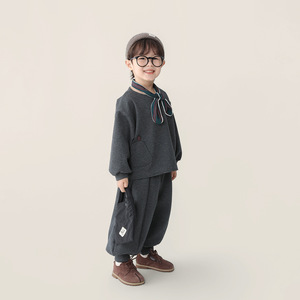 Completo Autunnale per Ragazzi, Nuova Stagione, Stile Coreano, Felpa e Pantaloni in Misto Cotone, Set Due Pezzi per Bambini - Product Image 4