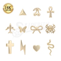 SUPERSTAR Bijoux Piercing Or 14K Sans Fil Threadless Labret Oreille Flat Back Tragus Helix en Gros
