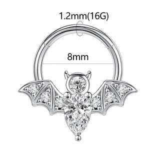 Anneau de nez en acier inoxydable avec incrustation de zircon, couleurs argent, noir, rouge, or, bijoux de piercing tendance pour fête, bijoux de corps unisexe - Product Image 2