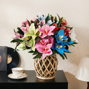Fleurs artificielles Cattleya simulées, 7 têtes, en plastique et tissu, pour décoration de mariage et de maison - Product Image 1