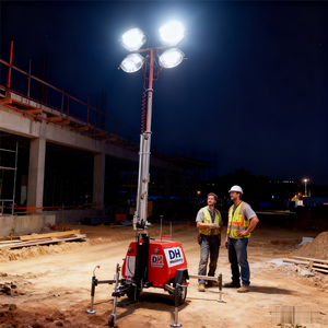 Torre móvil de luz y remolque | Mástil galvanizado en caliente | 2 \ u002A450W 600W Paneles solares para vigilancia de seguridad - Product Image 1