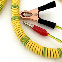 Câble spiralé vert-jaune 0,5/0,75/1 mm² avec pince de mise à la terre, câble enroulé 1 conducteur avec cosses, câble de terre en spirale