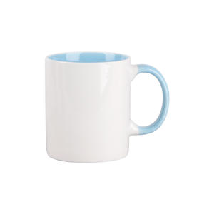 Ceramic Mug Solid Color White With Blue Inner And Handle For Gift Or Advertising Use - Product Image 1