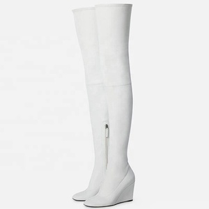 2022 Long Fashion <b>Shoes</b> Over Knee High Heel Boots Solid Wedge Heel Thigh High Women Boots Outdoor Sexy - Product Image 6