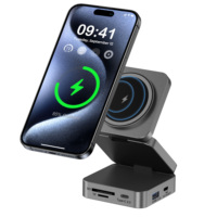 Hub USB-C multifonction avec charge sans fil et prise en charge des cartes Micro SD USB 3.0 5 Gbps haute vitesse en alliage d'aluminium