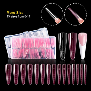 Prix bas 150 pièces couverture complète moule de construction rapide acrylique ongles formes Stiletto français double ongles <span class=keywords><strong>forme</strong></span> avec bords à l'intérieur - Product Image 3
