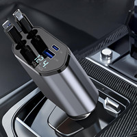 Produits Phares 2026 : Chargeur de Voiture 120W PD 4-en-1 Largement Compatible, Chargeurs Rapides Portables pour Voitures avec Double Câble Rétractable