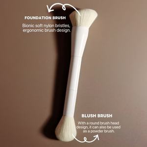 Double End Angled Foundation Blush Makeup Brush White Plastic Handle Concealer Face Professional Cosmetic Beauty Brush - Product Image 4