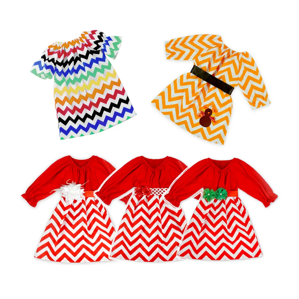 17 Idea de Turquía vestido de ropa de bebé al por mayor Gran Chevron tejido niña vestidos diseños vestido de niña para el Festival de vacaciones