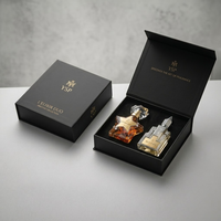 Boîte d'emballage de parfum de luxe noire à fermeture magnétique avec logo personnalisé, avec insert en papier, boîtes cadeaux rigides pour ensembles de flacons de parfum duo