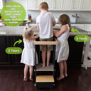 Tour <span class=keywords><strong>d</strong></span>'apprentissage noire bois Montessori enfant en bas âge aide de cuisine hauteur réglable tour debout escabeau pour enfants et garçons - Product Image 4