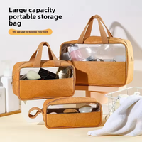 Sac de voyage transparent en PVC grande capacité, étanche, pour cosmétiques, avec doubles poignées, fermeture éclair et design à empiècements