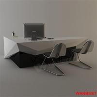 Bureau en forme de L en marbre artificiel sur mesure avec peinture laquée bois