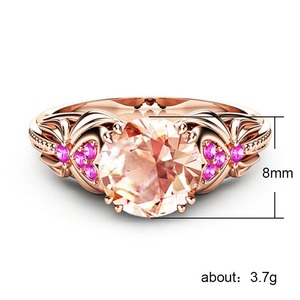 Anello da donna con zirconi gialli e rosa intarsiati, design semplice ed elegante, per tutti i giorni, per feste, gioiello da dito impilabile, regalo - Product Image 2