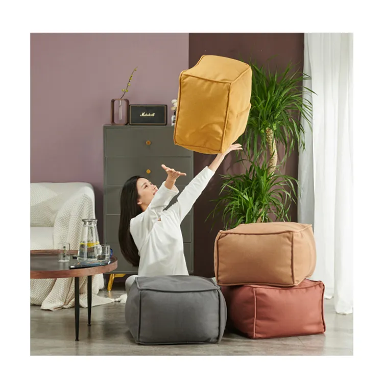 Modern stil kumaş fasulye torbası köpük kanepe Set mobilya pouffe tabure katlanabilir osmanlı kare osmanlı puf