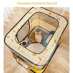 Portable Foldable Pet Playpen Yellow Carrot Print Oxford <b>Dog</b> Fence Breathable <b>Kennel</b> - Product Image 6