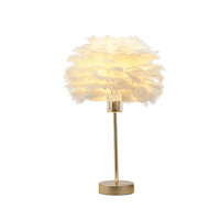 Lampe de table en plumes nordique moderne Lampe de chevet chaude et romantique simple pour la décoration de la chambre à coucher