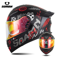 Casque de moto modulaire intégral SOMAN SM976 DOT avec double visière, grand spoiler, certifié QC, neuf
