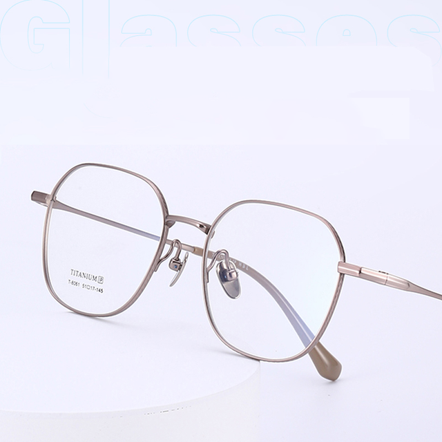 Pure Titanium Classic Geometric Pattern Round Full-Rim Unisex Adult Eyeglass Frames-Durable Lightweight Design