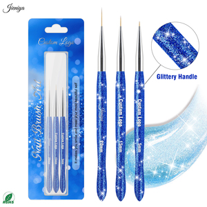 Prix compétitif, Ensemble de 3 pinceaux <span class=keywords><strong>liner</strong></span> pour nail art à poils en nylon, manche en plastique <span class=keywords><strong>bleu</strong></span> avec paillettes, pour gel, usage en salon - Product Image 1